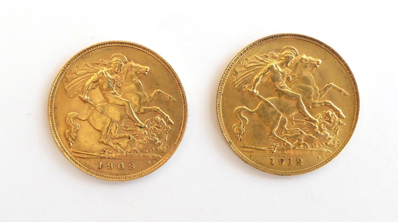 2 x Half Sovereigns: 1909 AVF & 1912 VF - Image 2 of 2