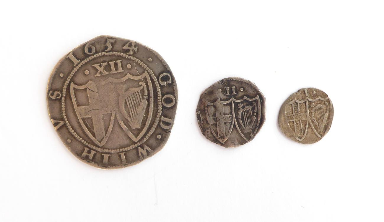 Commonwealth Shilling 1654, mm sun, minor contact marks, Fine to GFine, together with Commonwealth - Image 2 of 2
