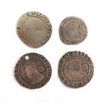 Elizabeth I Sixpence Fifth Issue 1580 mm Latin Cross holed S2572, and Sixth Issue 1584 mm A S2578A