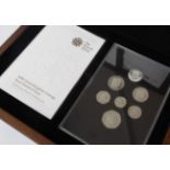 Platinum Proof Set 2008, 7 coins comprising £1, 50p, 20p, 10p, 5p, 2p & 1p with 'Royal Shield of