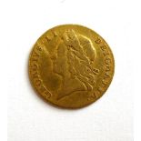 George II Half Guinea 1734 Young Laur. Head, Modified Garnished Shield Fine S3681A