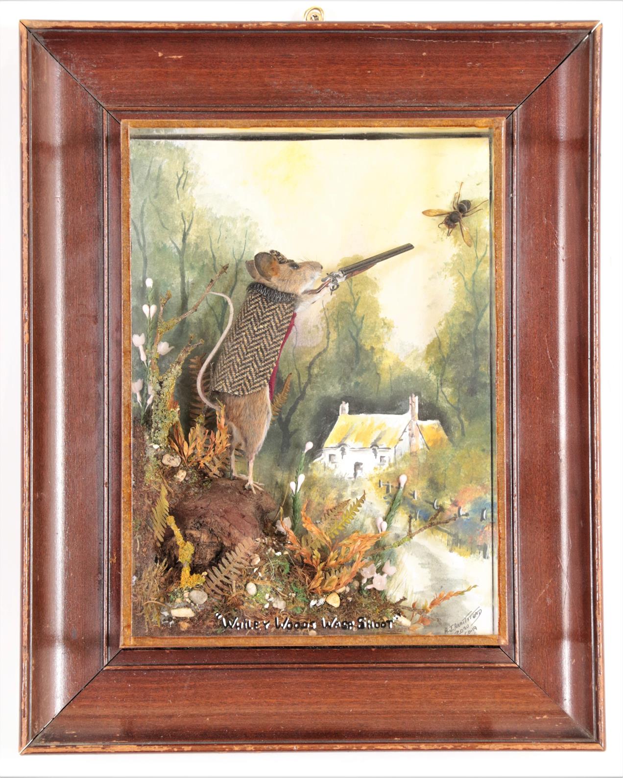 Taxidermy: Anthropomorphic Shooting Mouse, circa 2020, by A.J. Armitstead, Taxidermist & Naturalist,