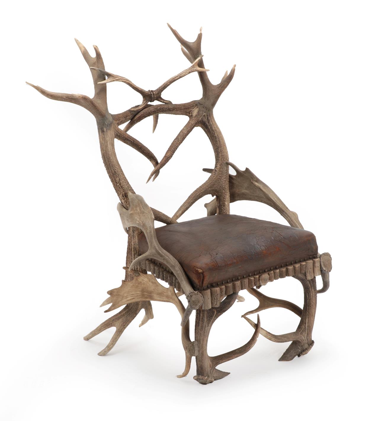 Antler Furniture: An Antler Low Armchair, Probably English or Scottish, circa 1860-1870, of open