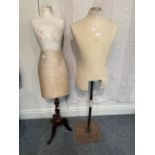 Harris & Sheldon female mannequin on tripod base and a gents torso mannequin on metal base (2)