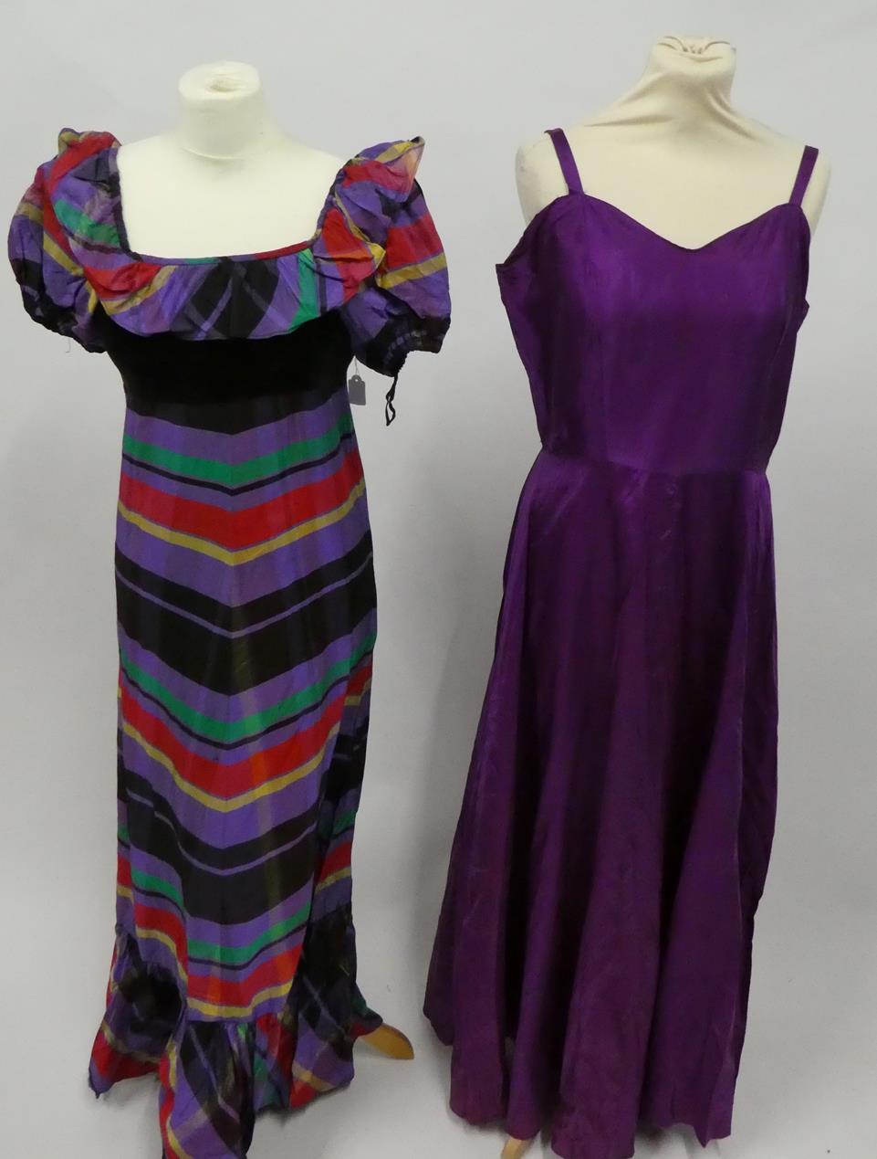 Assorted 1930/1940s Evening and Cocktail Dresses, including a crepe full length dress in pale - Image 2 of 5