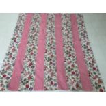 Early 20th Century Decorative Strippy Quilt, incorporating stripes of pale pink and coloured flowers
