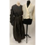 Assorted Late 19th Century/Early 20th Century Costume, including a black silk dress with gathered