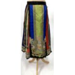 Early 20th Century Chinese Silk Skirt, incorporating figured silk stripes in a variety of colours,