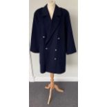 A Burberrys Lady's Dark Blue Wool Double Breasted Military Style Coat, 1980s/1990s, with silver