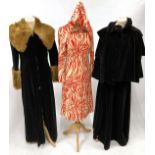 Assorted Circa 1960s and 1970s Costume, including a Laura Ashley black velvet flared long skirt (