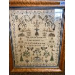A Decorative Sampler Worked by Ann Maria Coley, Dated 1849 Aged 10 Years, worked in cross stitch