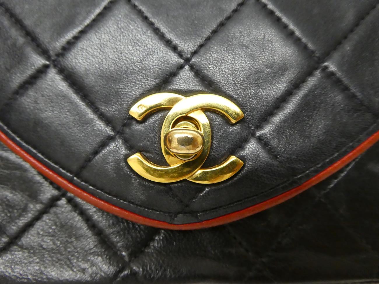 A Circa 1994-1996 Chanel Dark Blue Leather Quilted Shoulder Bag, the D-shaped flap secured by gilt - Image 2 of 6