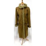 Christian Dior Boutique Fourrure Paris Brown Shearling Long Coat, with pewter coloured trims to