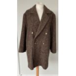 A Burberrys Lady's Brown Chevron Weave Wool Double Breasted Coat, 1980s/1990s, custom made, no