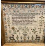 Alphabet Sampler Worked by Betty Kirkby Aged 11 Dated 1821, worked in cross stitch with central