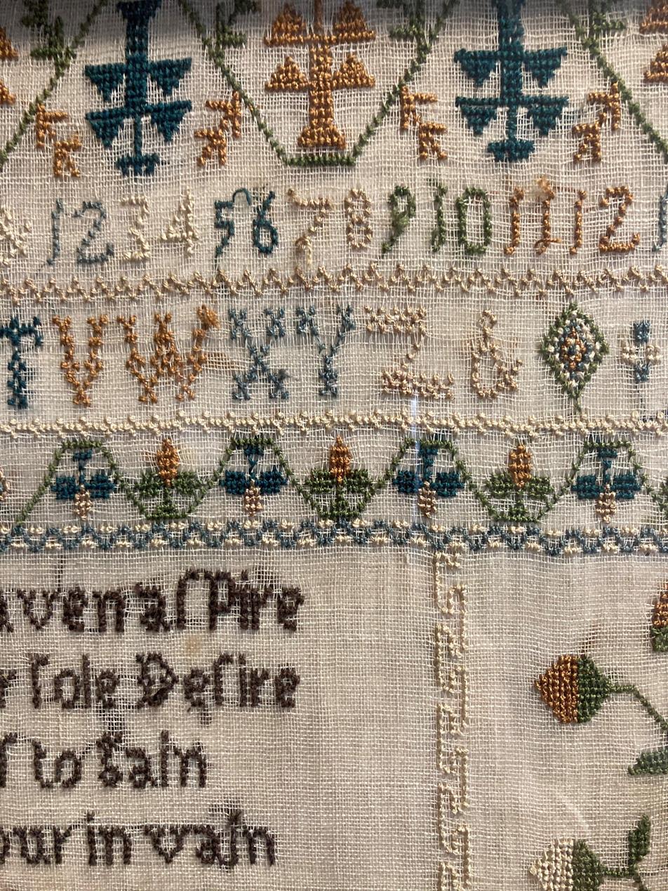 Alphabet Sampler Worked by Betty Kirkby Aged 11 Dated 1821, worked in cross stitch with central - Image 3 of 8