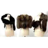 Circa 1930s and Later Sequin Evening Wear and Furs, including Tricoville black sequin short sleeve