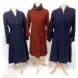 Assorted Circa 1940/50s Ladies Costume, comprising a brown crepe day dress with three quarter length