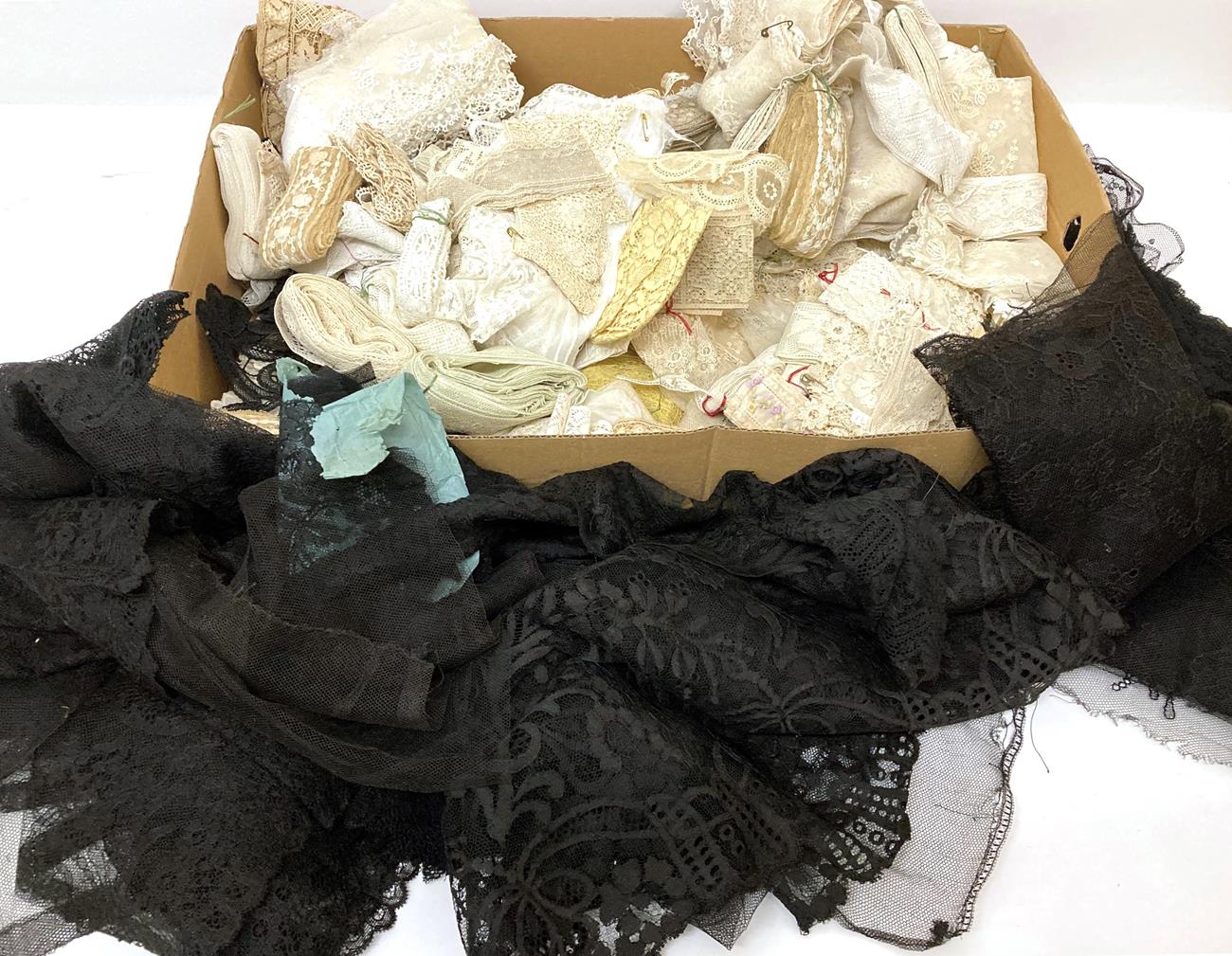 Assorted Mainly Early 20th Century Mixed Lace, comprising black lace including La Puy part