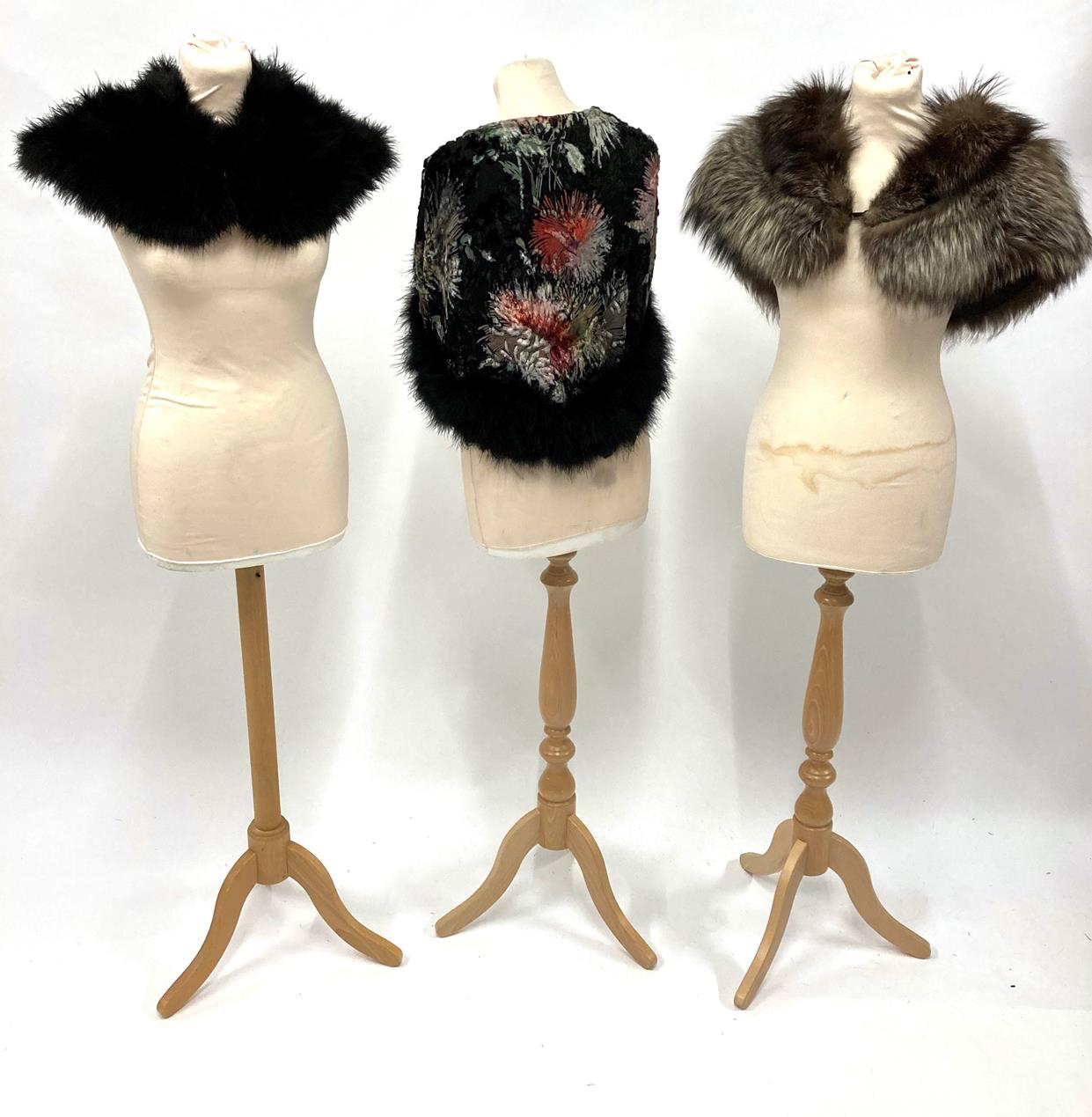 Circa 1920s and 1930s Costume, including silver fox shoulder capelet; a cut and printed velvet