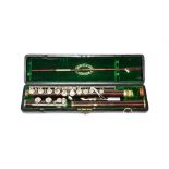 Hawkes & Son Flute wooden stamped 'Excelsior Sononous Class, Hawkes & Son Makers London 9043',