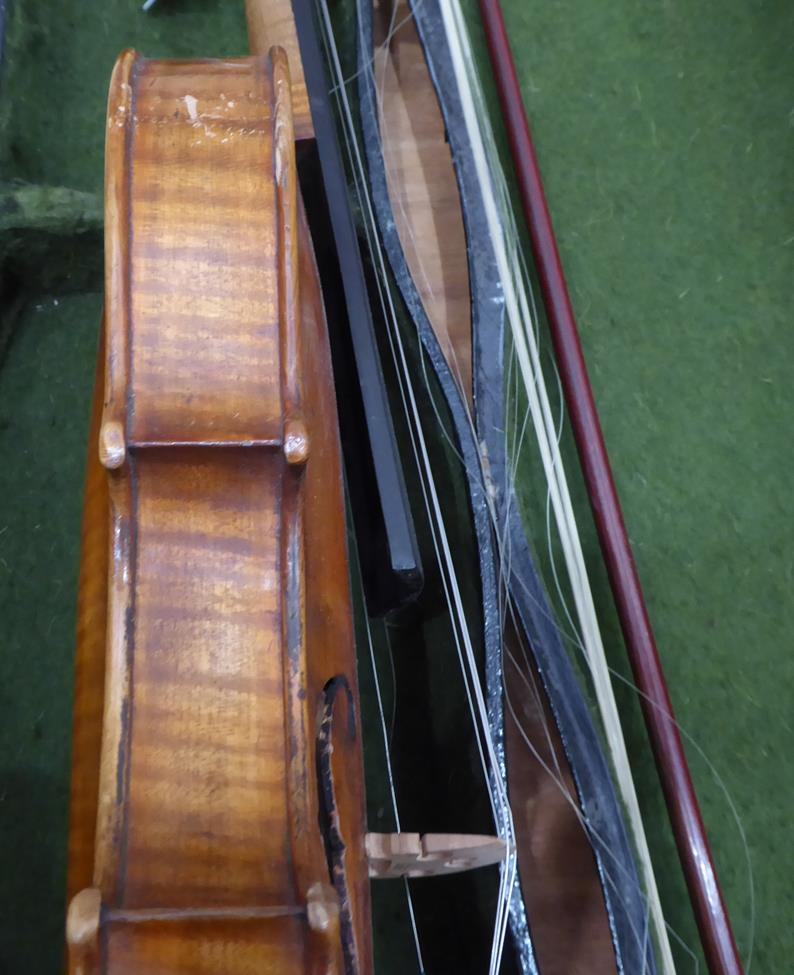 Violin 14'' two piece back, ebony fingerboard, labelled 'Jacobus Stainer In Absam Prope Oenipontum - Image 15 of 23