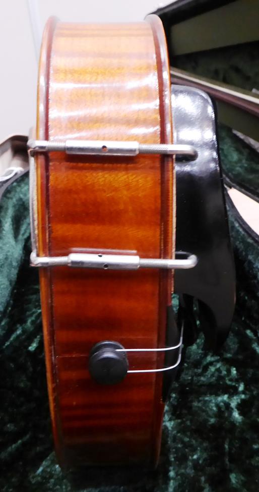 Viola 15 1/2'' two piece back, ebony pegs and fingerboard, labelled 'Handarbeit Aus Mittenwald', - Image 6 of 20