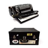 Excelsior Accordion stamped 'MOD.304 B Made in Italy' and '123 18',96 bass buttons 37 piano keys,