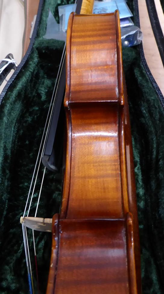 Viola 15 1/2'' two piece back, ebony pegs and fingerboard, labelled 'Handarbeit Aus Mittenwald', - Image 12 of 20