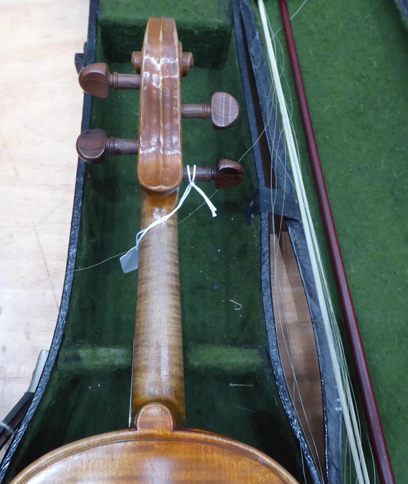 Violin 14'' two piece back, ebony fingerboard, labelled 'Jacobus Stainer In Absam Prope Oenipontum - Image 20 of 23