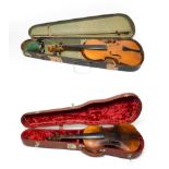 Violin 14 1/4'' two piece back, ebony fingerboard and pegs, labelled 'Antonius Stradivarius