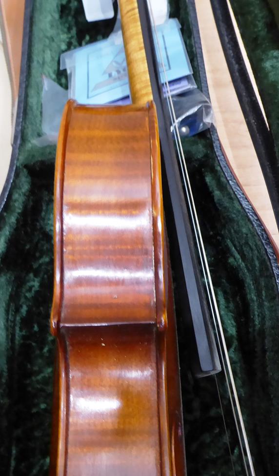 Viola 15 1/2'' two piece back, ebony pegs and fingerboard, labelled 'Handarbeit Aus Mittenwald', - Image 8 of 20