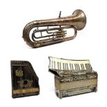 F Besson Tuba ''Prototype'' converted from high pitch to low pitch, with mouthpiece; together with a