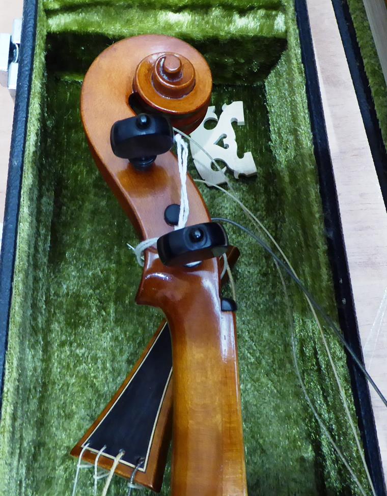 Baroque Violin 14'' two piece back, ebony pegs, ebony inlay to fingerboard and tailpiece, - Image 7 of 20