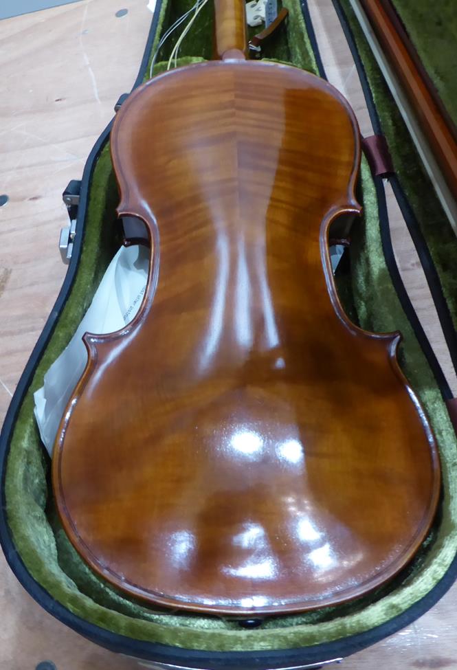 Baroque Violin 14'' two piece back, ebony pegs, ebony inlay to fingerboard and tailpiece, - Image 18 of 20