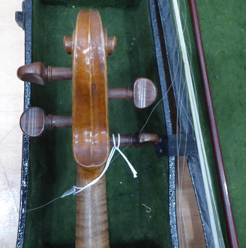 Violin 14'' two piece back, ebony fingerboard, labelled 'Jacobus Stainer In Absam Prope Oenipontum - Image 21 of 23