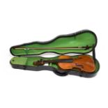 Violin 13 1/8'' two piece back, ebony fingerboard, with label 'Antonius Stradivarius Cremonensis',