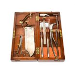 Amputation Set in a mahogany case with brass plaque 'FAS' 13x6x2 3/4'', 33x15x7cm