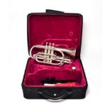 Cornet Besson 1000 no.33209, silver plated with Besson 7C mouthpiece, in manufacturers hardcase