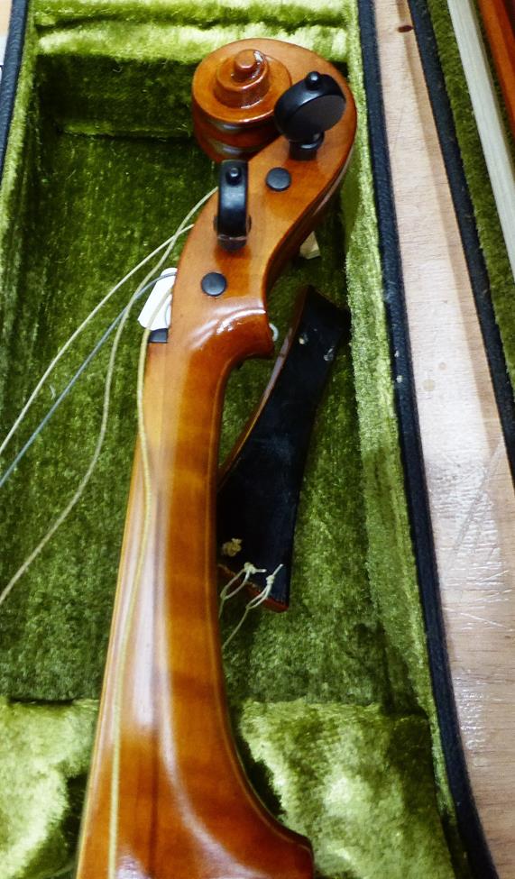 Baroque Violin 14'' two piece back, ebony pegs, ebony inlay to fingerboard and tailpiece, - Image 10 of 20