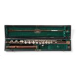 Hawkes & Son Flute wooden with one piece body stamped 'Excelsior Sonorous Class Hawkes & Son