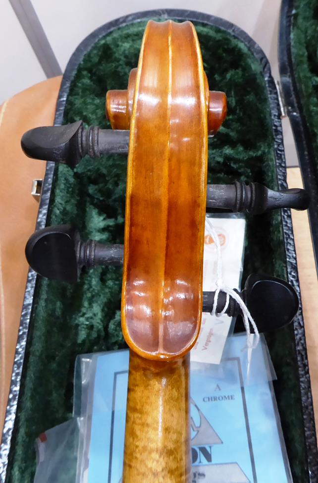 Viola 15 1/2'' two piece back, ebony pegs and fingerboard, labelled 'Handarbeit Aus Mittenwald', - Image 18 of 20