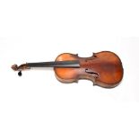 Violin 13 1/4'' two piece back ebony fingerboard, double purfling to front and back, no label
