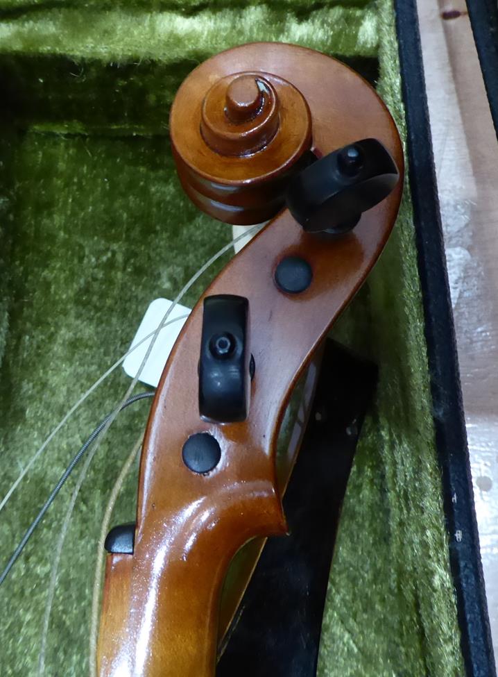 Baroque Violin 14'' two piece back, ebony pegs, ebony inlay to fingerboard and tailpiece, - Image 13 of 20