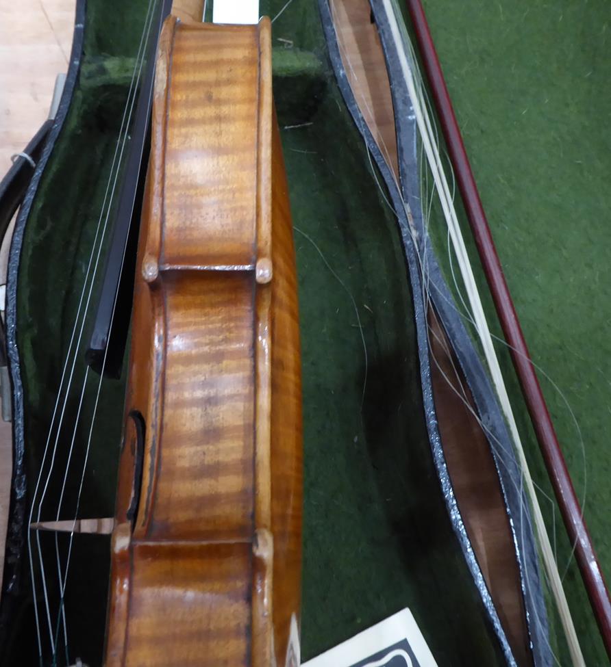 Violin 14'' two piece back, ebony fingerboard, labelled 'Jacobus Stainer In Absam Prope Oenipontum - Image 10 of 23