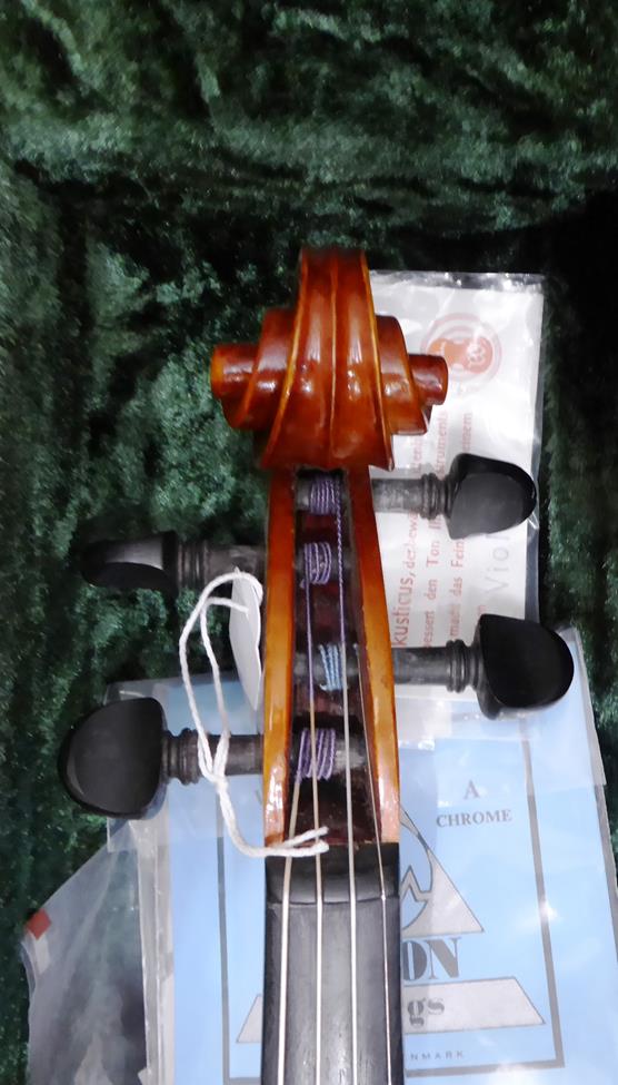 Viola 15 1/2'' two piece back, ebony pegs and fingerboard, labelled 'Handarbeit Aus Mittenwald', - Image 5 of 20