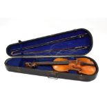Violin 14'' two piece back, ebony tailpiece and pegs labelled 'Antonius Stradivarius Cremonensis