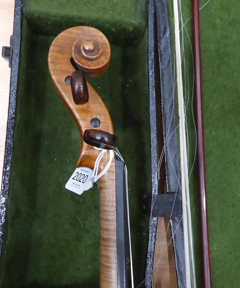 Violin 14'' two piece back, ebony fingerboard, labelled 'Jacobus Stainer In Absam Prope Oenipontum - Image 17 of 23