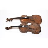 Violin 13 7/8'' two piece back, no label, instrument branded 'Hopf' on back under button; together