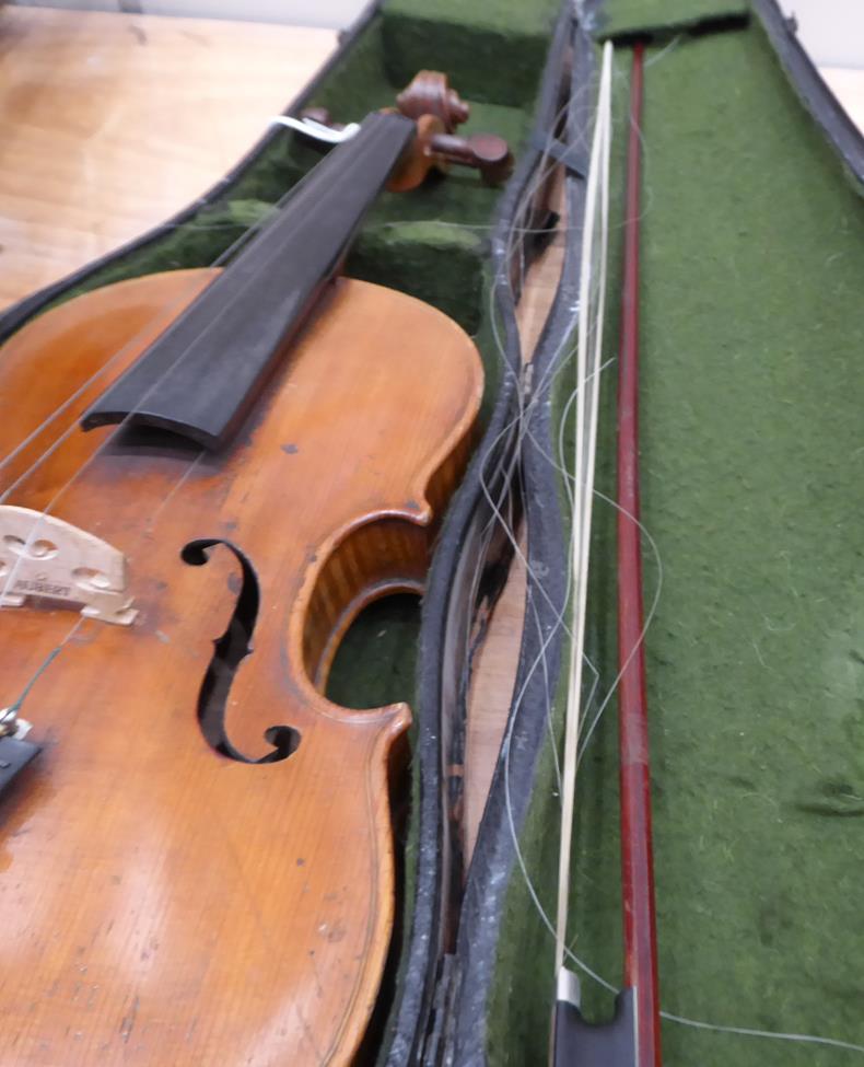 Violin 14'' two piece back, ebony fingerboard, labelled 'Jacobus Stainer In Absam Prope Oenipontum - Image 23 of 23